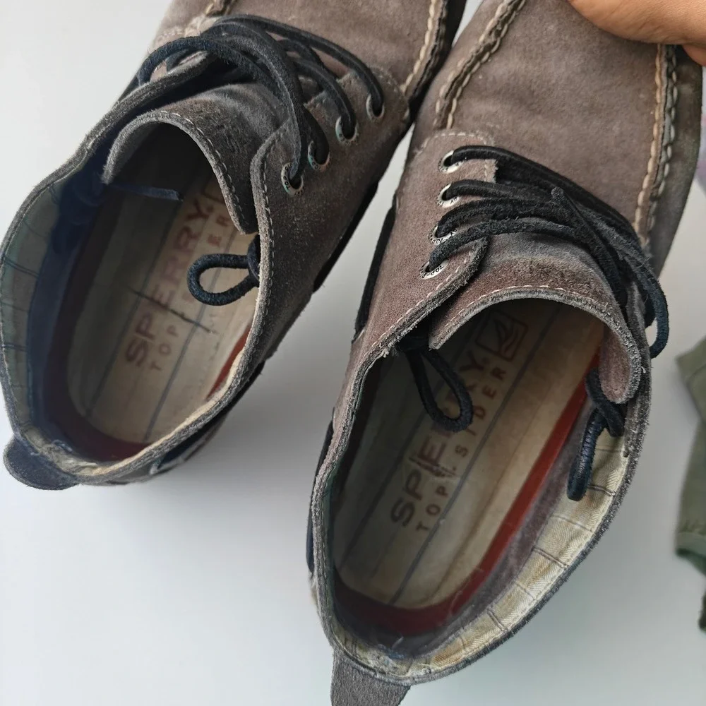 Sperry Top-Sider Mens 8M Bahama Chukka Grey Suede Leather Boat Shoe Boots